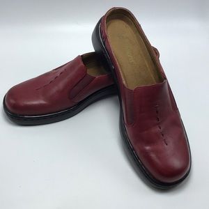 Auditions Red Leather Mules Size 8S NWOT